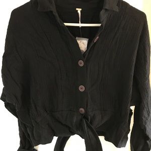 Free people button down gauze shirt.small. NWT.Blk